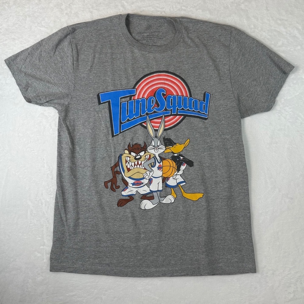 Looney Tunes Tune Squad Graphic T-Shirt Gray Bugs Bunny Daffy Taz Mens Large